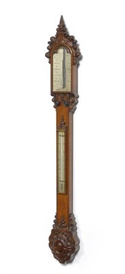 Lot 1228 - An Oak Stick Barometer, signed Negretti & Zambra, 107 Holborn Hill, 1 Hatton Gardn & Cornhill,...