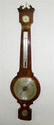 Lot 1236 - A Mahogany Wheel Barometer, signed G & L Guanziro, London, circa 1840, swan neck pediment,...