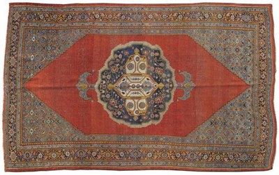 Lot 1257 - Good Bidjar Carpet Persian Kurdistan The plain red lozenge field centred by an ivory and indigo...