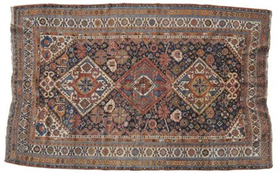 Lot 1261 - Kashgai Rug South West Persia The mid indigo field with three diamond medallions surrounded by...