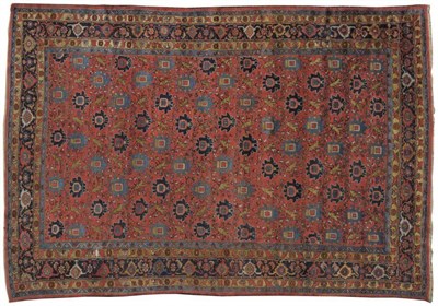 Lot 1271 - Mahal Carpet West Persia The brick red field of angular vines and stylised flowerheads in an...