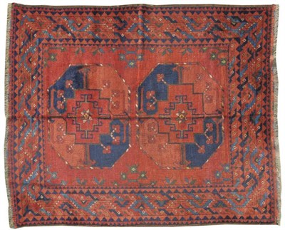 Lot 1287 - Fine and Rare 19th Century Ersari Rug Emirate of Bukhara The abrashed terracotta field with two...