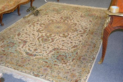 Lot 1290 - Good Tabriz Part Silk Carpet  Persian Azerbaijan The ivory field richly decorated with...