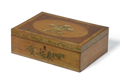 Lot 1313 - A George III Satinwood and Tulipwood Banded Box, early 19th century,  the hinged lid with oval...