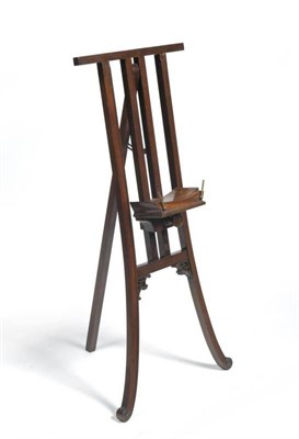 Lot 1318 - An Early 20th Century Walnut Easel Stand, of slatted design, with an adjustable block support...