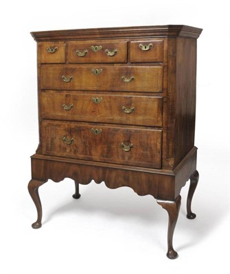 Lot 1339 - An 18th Century Walnut, Boxwood and Ebony Strung Straight Front Chest, the moulded cornice...