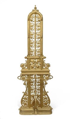 Lot 1347 - A Victorian Coalbrookdale Cast Iron Hallstand, 3rd quarter 19th century, repainted gilt, with...