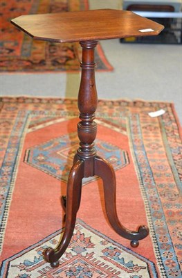 Lot 1349 - A Late George III Mahogany Tripod Wine Table, early 19th century, of canted rectangular form,...