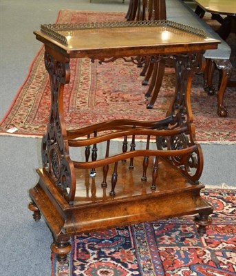 Lot 1352 - A Victorian Figured Walnut Canterbury/Whatnot, 3rd quarter 19th century, the three-quarter...