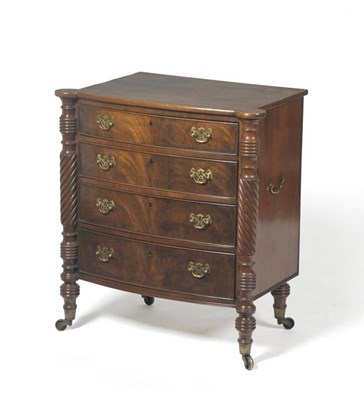 Lot 1354 - A George IV Style Mahogany Bowfront Chest of Small Proportions, with brass carrying handles,...