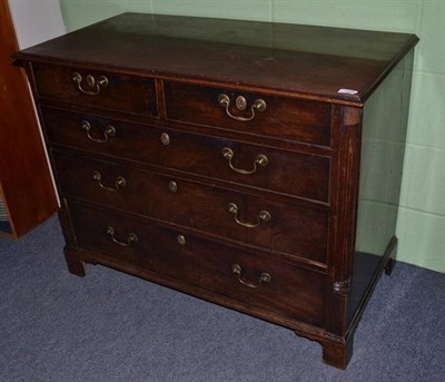 Lot 1359 - A George III Mahogany Straight Front Chest of Drawers, late 18th century, the moulded top above two