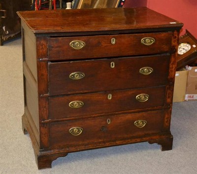 Lot 1402 - An 18th Century Joined Oak Straight Front Chest of Drawers, with four graduated drawers fitted with