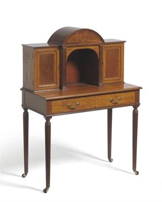 Lot 1415 - An Edwardian Mahogany, Satinwood Banded and Boxwood Strung Writing Desk, by Jas Schoolbred &...