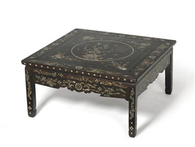 Lot 1426 - A Chinese Hardwood Low Waisted Table, early 20th century, richly inlaid with mother-of-pearl...