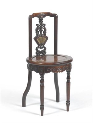 Lot 1431 - A Chinese Hardwood Side Chair, early 20th century, the humpback rail above a pierced and...