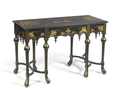 Lot 1438 - A Japanned and Parcel Gilt Decorated Side Table, late 19th/early 20th century, in 17th century...