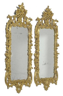 Lot 1444 - A Pair of George II Carved Giltwood and Gesso Pier Glass, mid 18th century, the rectangular...