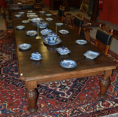 Lot 1466 - A Victorian Brown Oak Wind-Out Extending Dining Table, 2nd half 19th century, the moulded top...