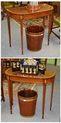 Lot 1472 - Arthur Brett of Norwich: A Pair of Reproduction Mahogany and Satinwood D Shaped Side Tables,...