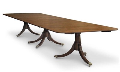 Lot 1473 - Arthur Brett of Norwich: A George III Style Mahogany Triple Pedestal Dining Table, circa 1990,...