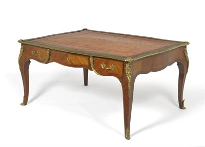 Lot 1495 - A Louis XV Style Mahogany, Kingwood and Tulipwood Banded Bureau Plat, 20th century, of...