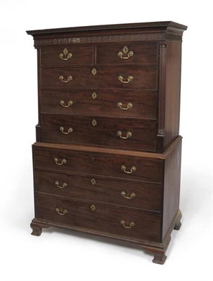 Lot 1506 - A George III Mahogany Chest on Chest, possibly by Gillows, 3rd quarter 18th century, the dentil...