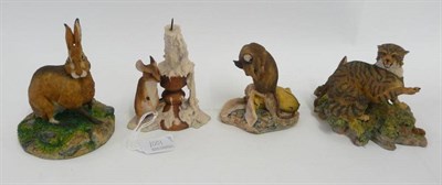Lot 1001 - Four early Border Fine Arts: 'Mouse on Candlestick', model No. 024; 'Hare' style one, model No. 002