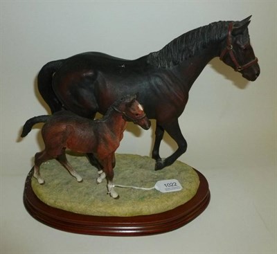 Lot 1022 - Border Fine Arts 'Thoroughbred Bay Mare and Foal', model No. BO357A by Anne Wall, limited...