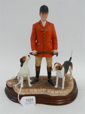 Lot 1025 - Border Fine Arts 'End of an Era' huntsman with two hounds, model No. BO881 by David Mayer,...