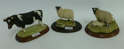 Lot 1039 - Border Fine Arts 'Dairy Bull', model No. 163 by Anne Butler, 10.8cm high on wood base; 'Double...