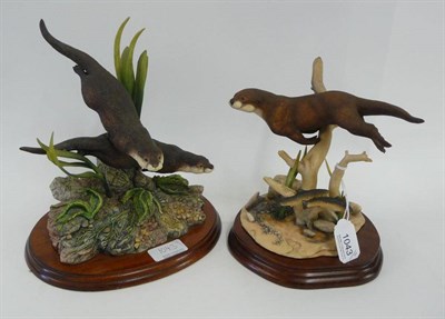 Lot 1043 - Two Border Fine Arts Otter Groups: 'Ebb and Flow', model No. BO187 by Ray Ayres, limited...