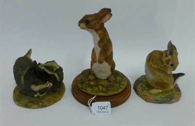 Lot 1047 - Border Fine Arts 'Badgers (pair fighting), model No 003, dated '77; 'Rabbit Scratching', model...
