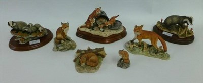 Lot 1048 - Five Border Fine Arts Fox groups and two Badger groups