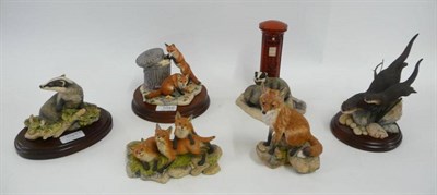 Lot 1049 - Three Border Fine Arts Fox Groups, two Badgers and an Otter Group