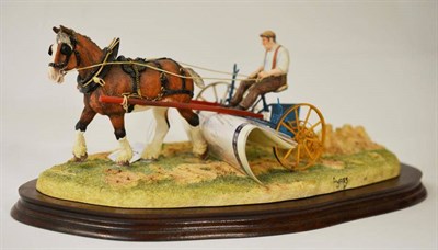 Lot 1064 - Border Fine Arts Working Horse group 'Rowing Up', model No. B0598 by Ray Ayres, limited edition No.