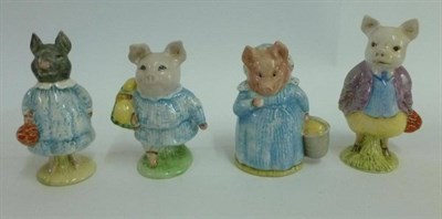 Lot 1068 - Four Beswick Beatrix Potter Pigs, 'Aunt Pettitoes' BP3b; 'Little Pig Robinson' BP3b; 'Pig-Wig' BP3b