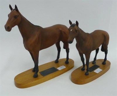 Lot 1073 - Two Beswick Racehorses 'Arkle', model No. 2065, bay matt, 30.1cm high on wood plinth and 'Mill...