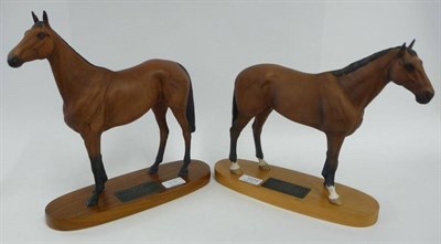 Lot 1074 - Two Beswick Race horses, Red Rum, model No. 2510, bay matt, 31.1cm high on wood plinth and...