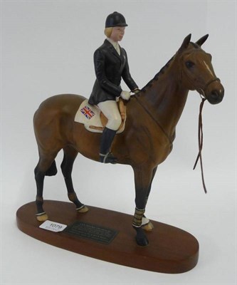 Lot 1079 - Beswick Anne Moore on Psalm, model No. 2535, brown matt horse, 32.4cm high on wood plinth