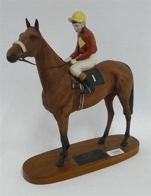 Lot 1080 - Beswick Red Rum and Brian Fletcher, model No. 2511, bay matt horse, 31.1cm high on wood plinth