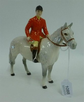 Lot 1088 - Beswick Hunstman on Grey Horse, model No. 1501, gloss, issued 1962 - 1975, 21cm high