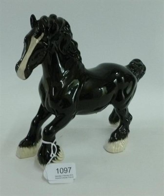 Lot 1097 - Beswick Black Cantering Shire Horse, Beswick Collectors Club model No. 975, issued in 1996 in a...