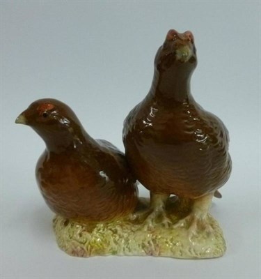 Lot 1102 - Pair of Beswick Grouse, model No. 2063, red-brown gloss, issued 1966 - 1975, 14cm high