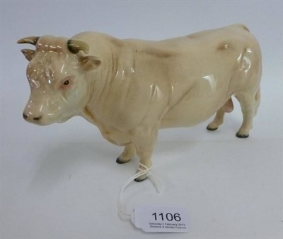 Lot 1106 - Beswick Charolais Bull, model No. 2463A, cream gloss, 12.7cm high