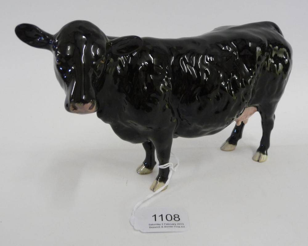 Lot 1108 - Beswick Black Galloway Cow, Beswick Collectors Club 2002 model No. 4113B, limited edition of...