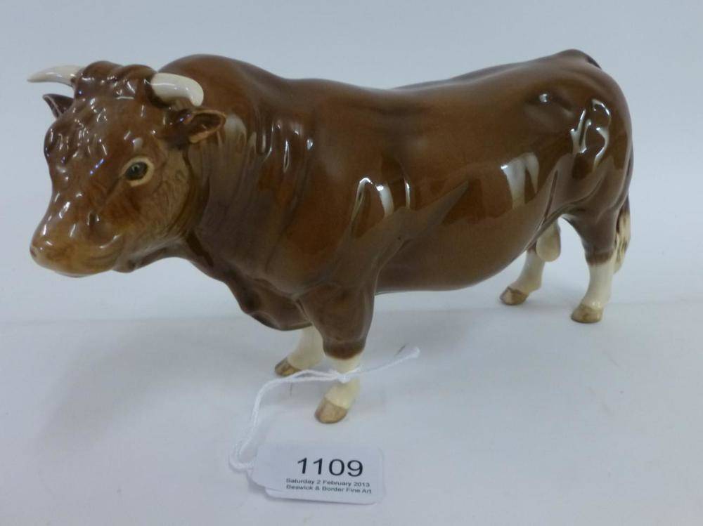 Lot 1109 - Beswick Limousin Bull, Beswick Collectors Club 1998 model No. 2463B, limited edition of 653,...