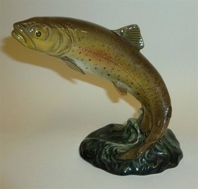 Lot 1127 - Beswick Trout leaping, model No. 1032, brown, cream and grey/green gloss, 15.9cm high