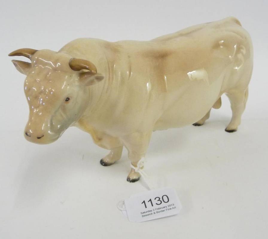 Lot 1130 - Beswick Charolais Bull, model No. 2463A, cream gloss, 12.7cm high