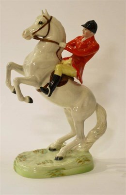 Lot 1133 - Beswick Huntsman on Rearing Horse, model No. 868, painted white, gloss