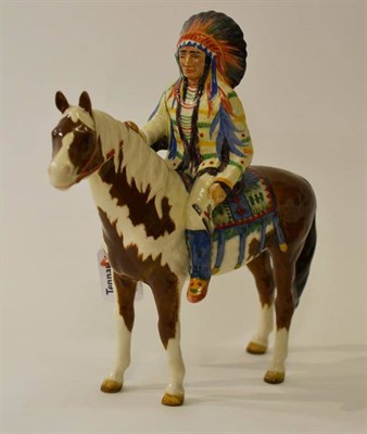 Lot 1138 - Beswick Mounted Indian, model No. 1391, 21.6cm high, Beswick crest mark